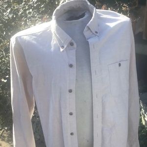 Mens J Crew Mens Long Sleeve Ivory Flannel Type Shirt With Padded Elbows Sz M